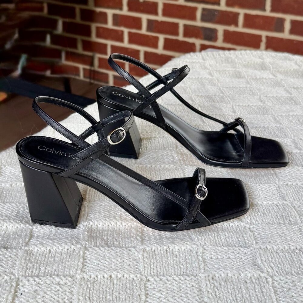 Calvin Klein Linella black chunky block heel sandal size 8